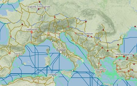 Reizen en routes in de Romeinse oudheid orbis 8
